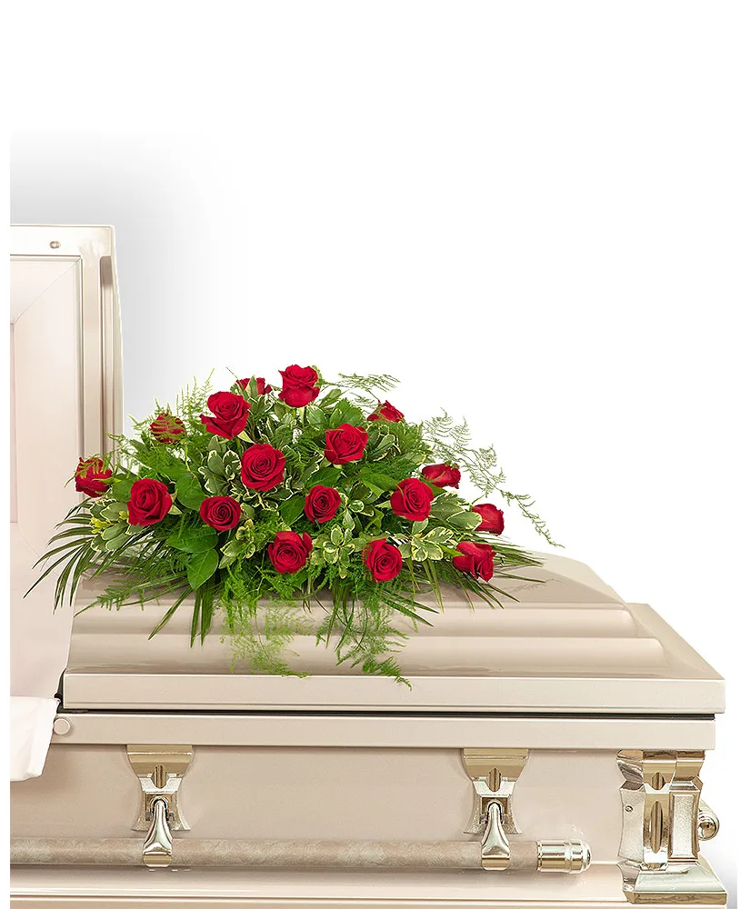 18 Red Roses Casket Spray Funeral Arrangement 18 Red Roses Casket Spray Funeral Arrangement