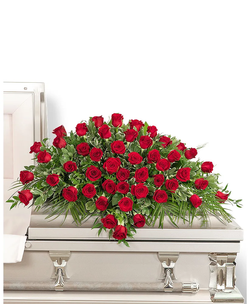 50 Red Roses Casket Spray Funeral Arrangement 50 Red Roses Casket Spray Funeral Arrangement