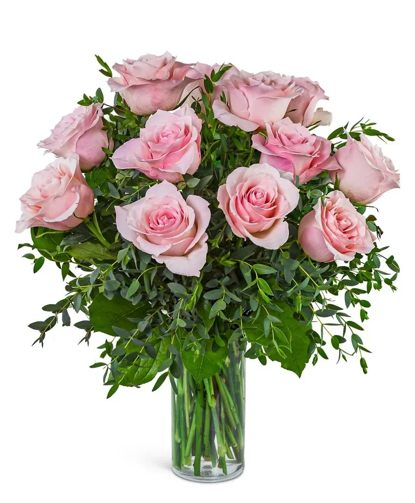 One Dozen Perfectly Pink Roses Flower Arrangement One Dozen Perfectly Pink Roses Flower Arrangement