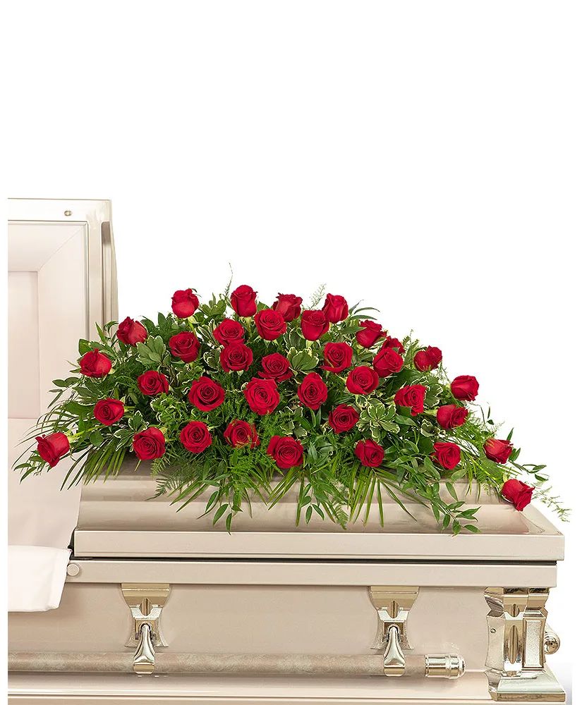 36 Red Roses Casket Spray Funeral Arrangement