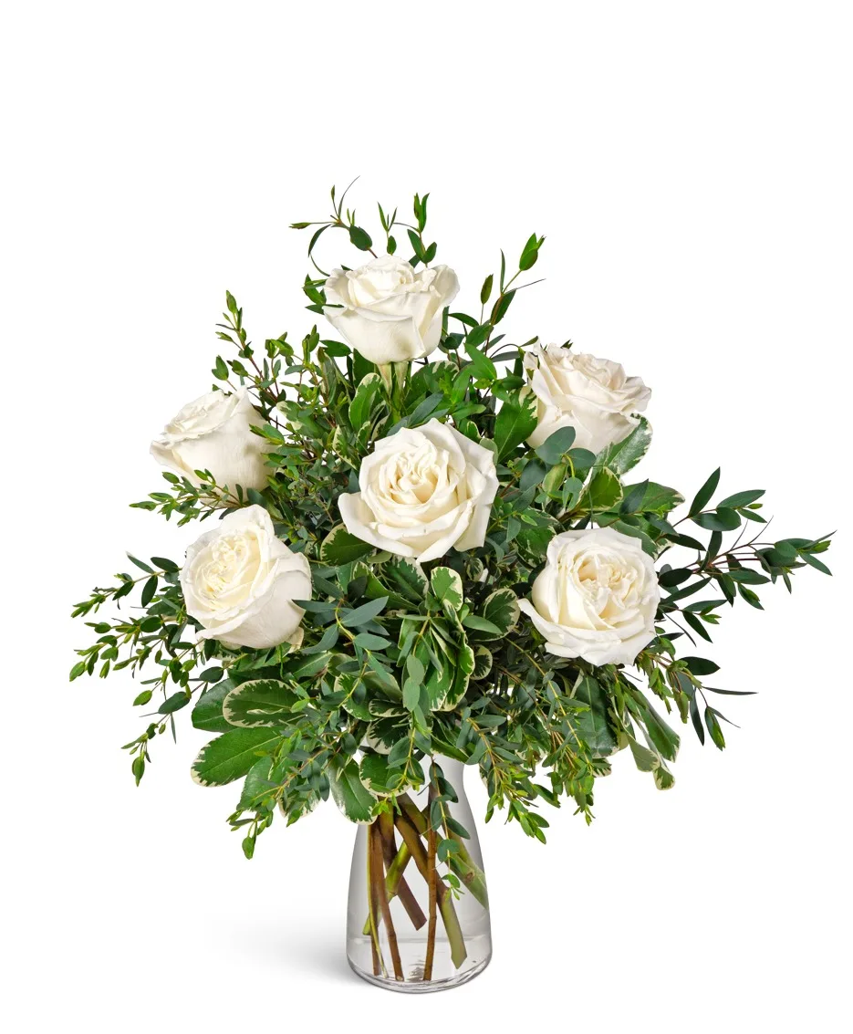 Half Dozen White Roses Flower Arrangement Half Dozen White Roses Flower Arrangement