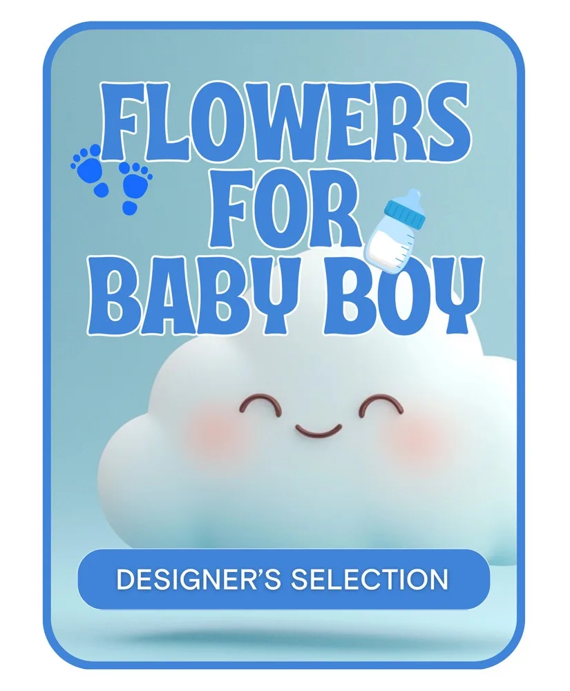 Designer's Selection Baby Boy Flower Arrangement Designer's Selection Baby Boy Flower Arrangement