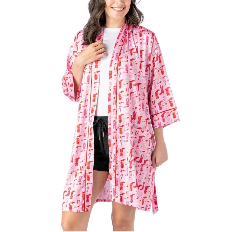 Boots & Bubbles Satin Robe