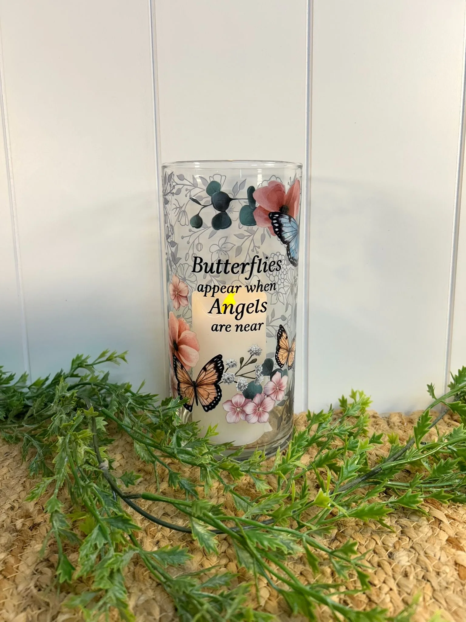 Butterflies Appear Hurricane Candle Butterflies Appear Hurricane Candle