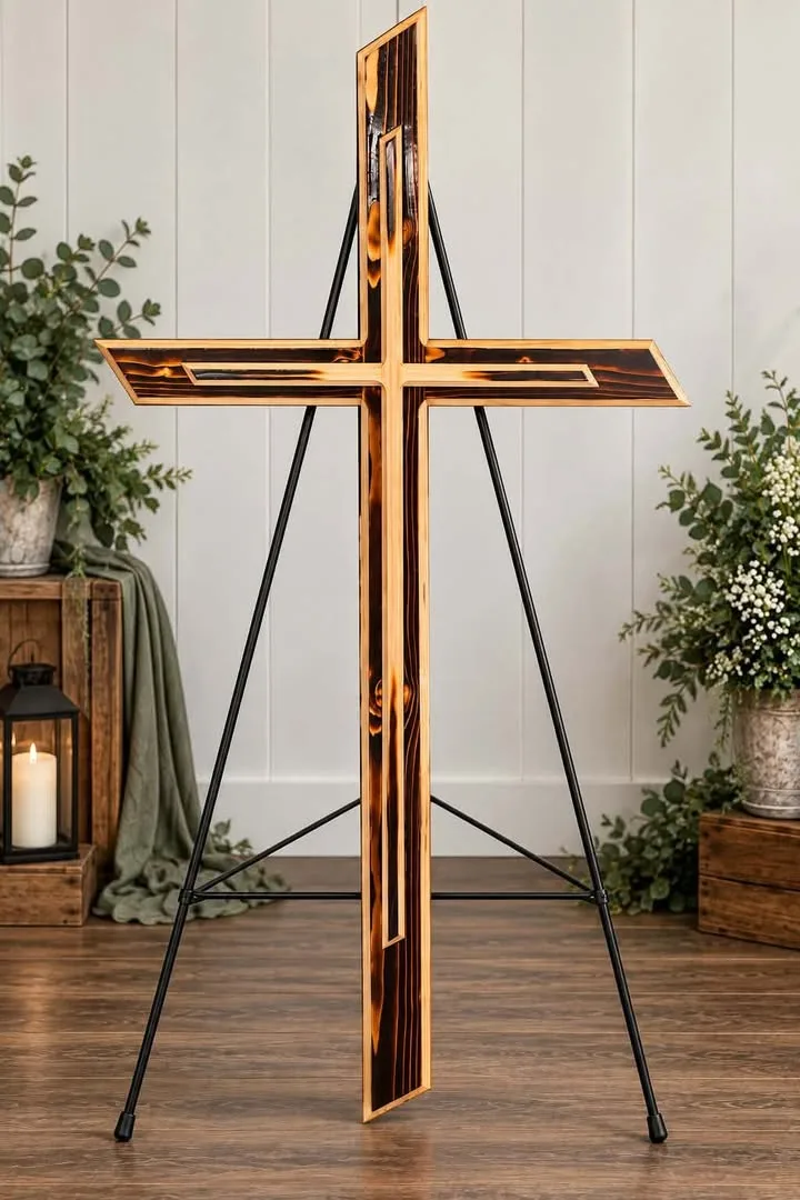 Hand Crafted Wooden Cross Display Hand Crafted Wooden Cross Display