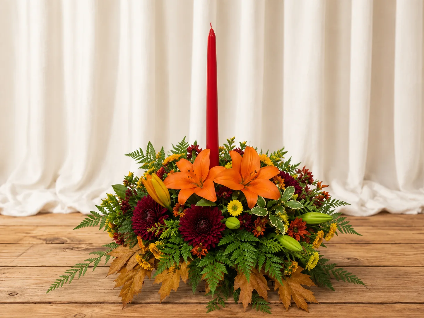One Candle Fall Centerpiece One Candle Fall Centerpiece