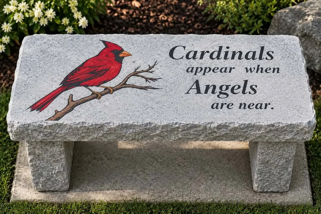 Cardinal Sympathy Stone Bench Cardinal Sympathy Stone Bench