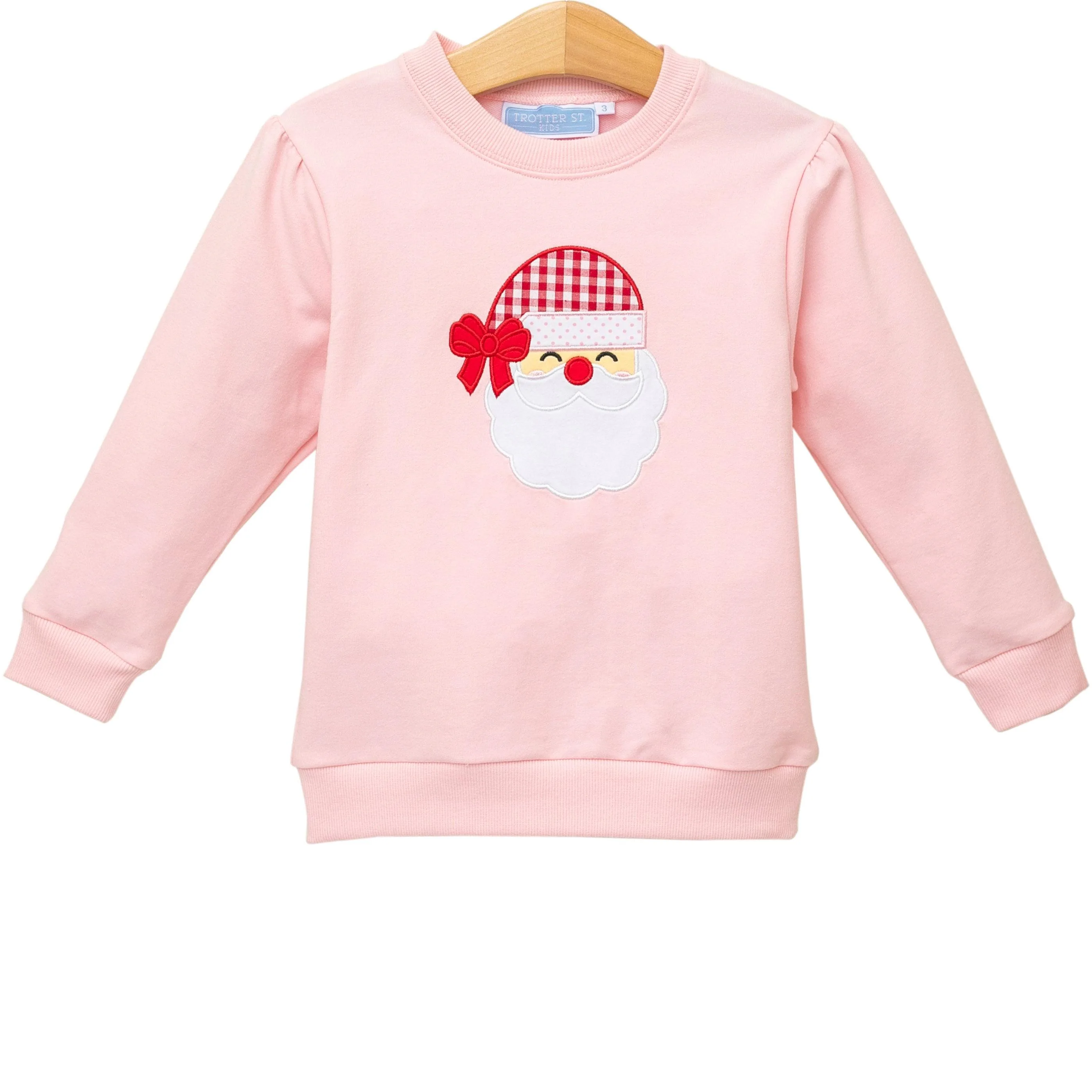 Trotter Street Kids - French Terry Pullover- Santa (Light Pink) Trotter Street Kids - French Terry Pullover- Santa (Light Pink)