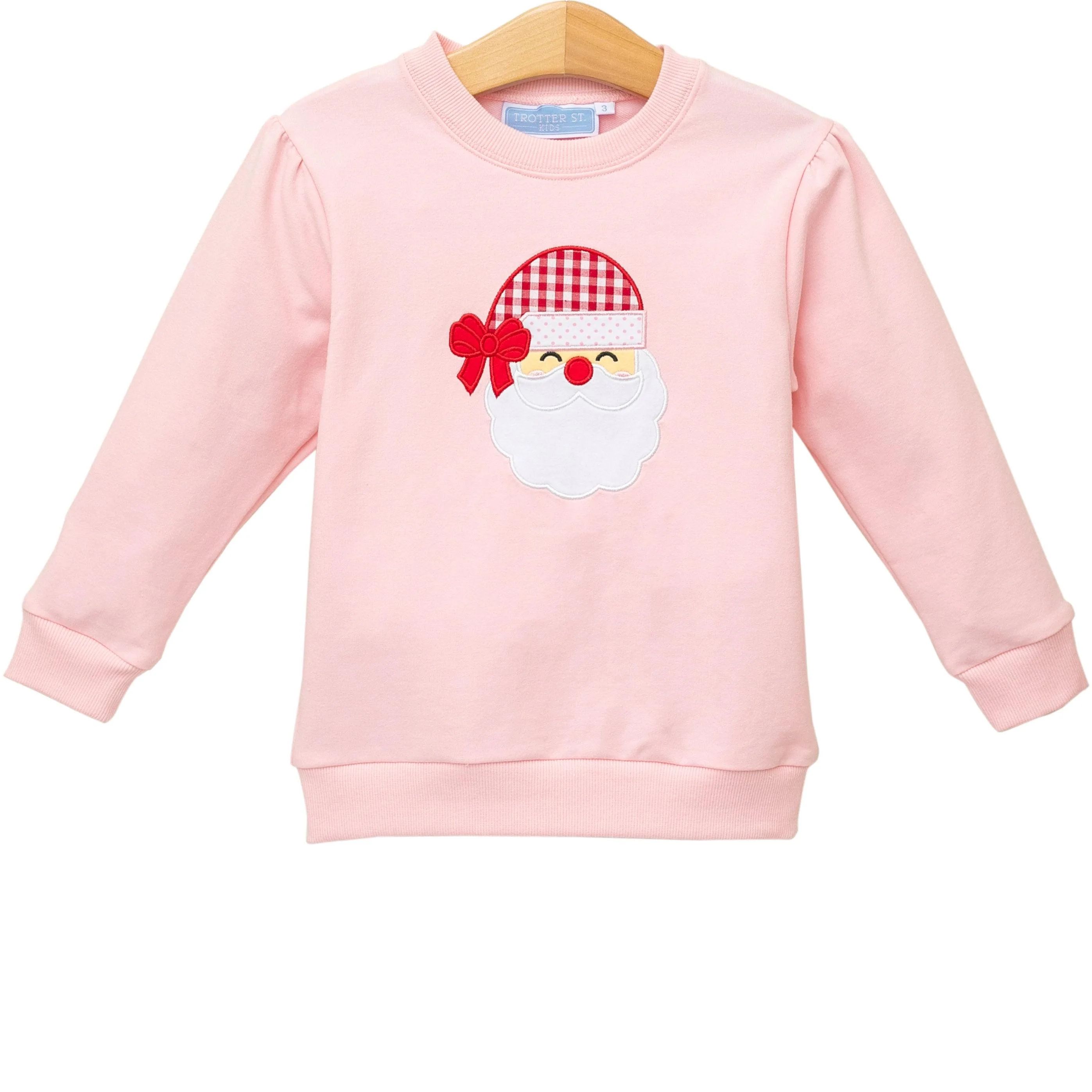 Trotter Street Kids - French Terry Pullover- Santa (Light Pink)