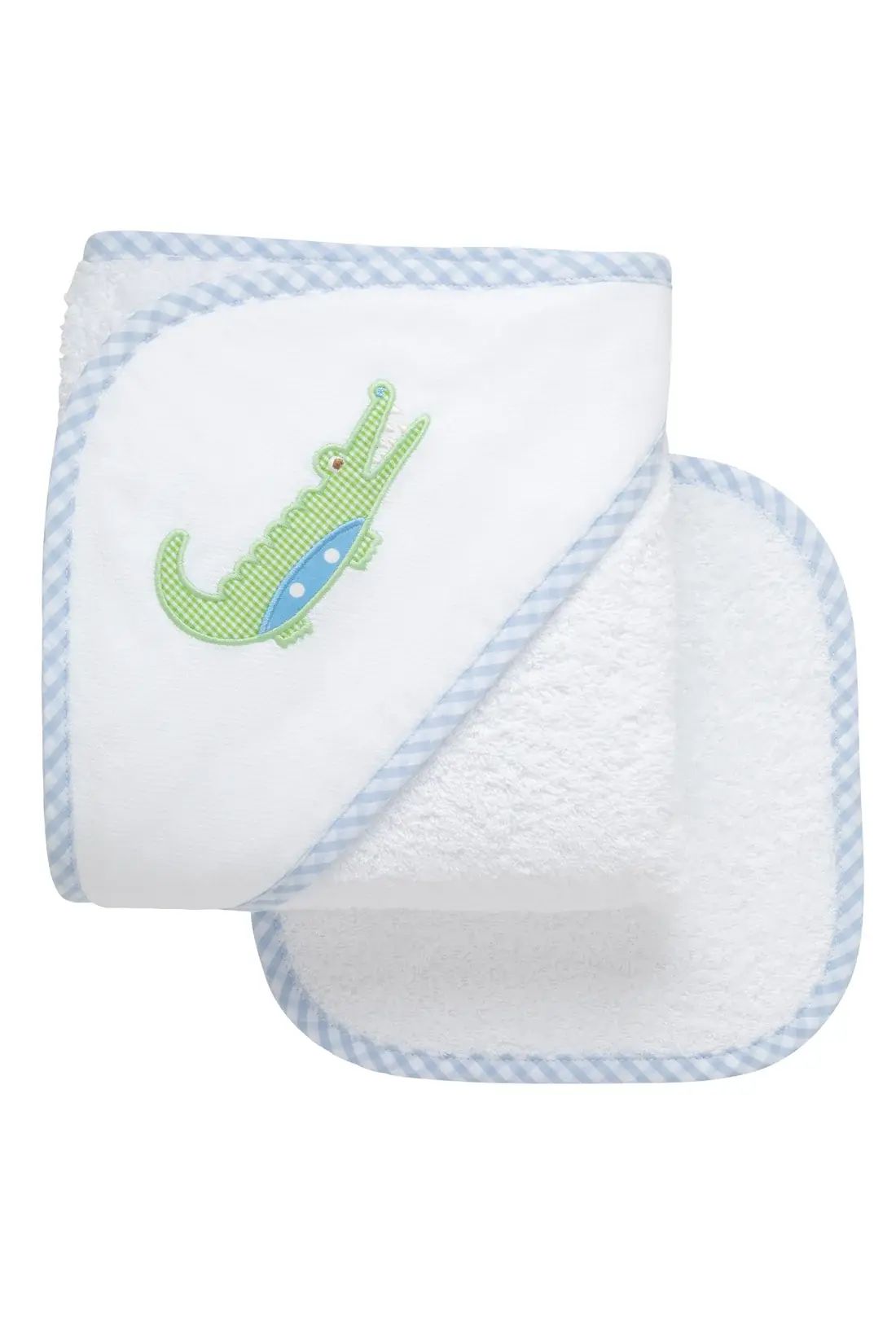 3 Marthas - Alligator Baby Hooded Towel & Washcloth Set, Blue