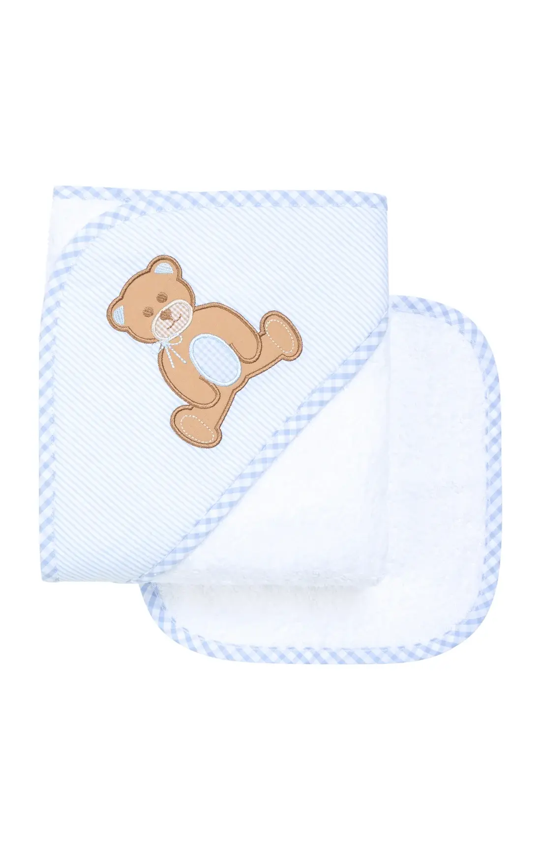 3 Marthas - Teddy Bear Baby Hooded Towel & Washcloth Set, Blue 3 Marthas - Teddy Bear Baby Hooded Towel & Washcloth Set, Blue