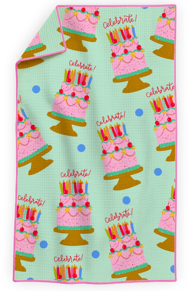 Birthday- Microfiber Waffle Weave Tea Towel Birthday- Microfiber Waffle Weave Tea Towel