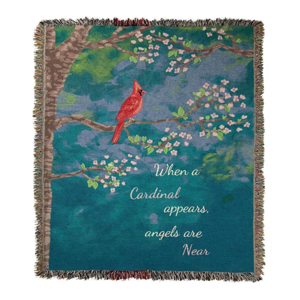 When A Cardinal Appears Light Tapestry Throw