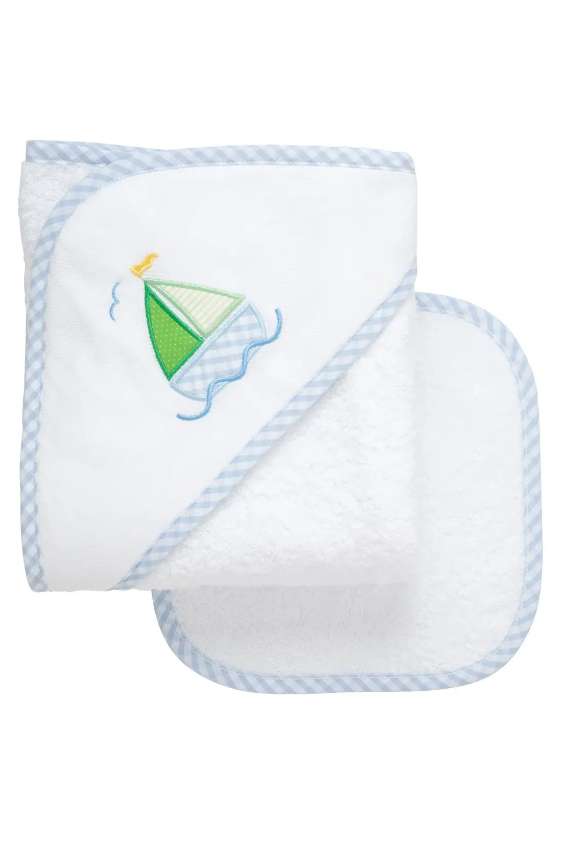 3 Marthas - Sailboat Baby Hooded Towel & Washcloth Set, Blue 3 Marthas - Sailboat Baby Hooded Towel & Washcloth Set, Blue