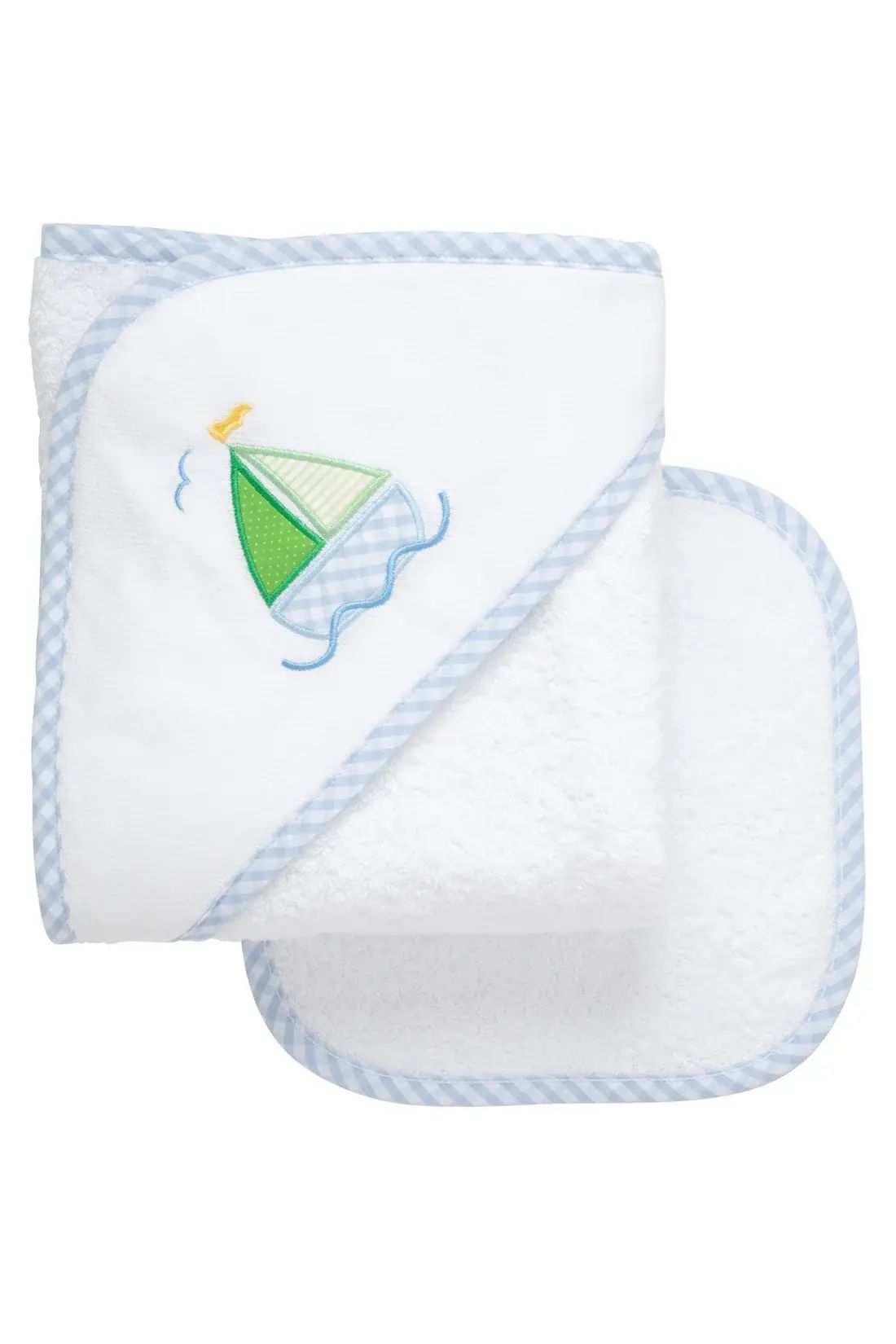 3 Marthas - Sailboat Baby Hooded Towel & Washcloth Set, Blue