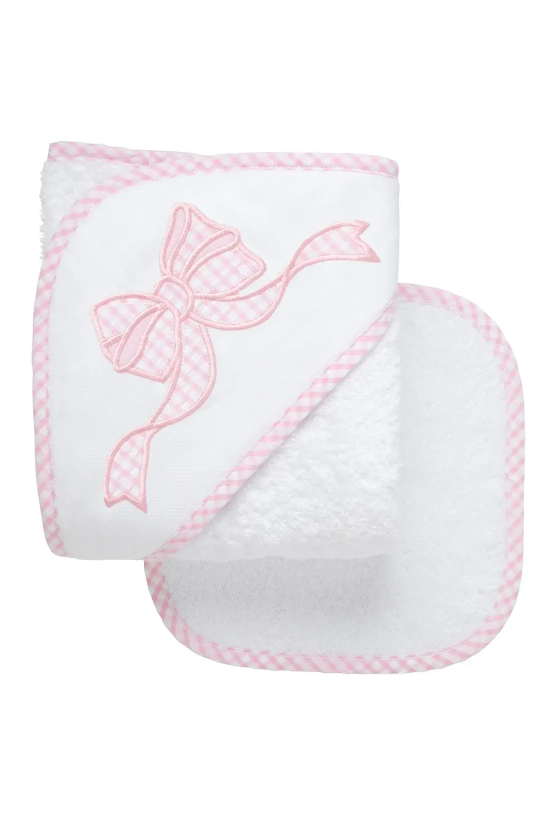 3 Marthas - Bow Baby Hooded Towel & Washcloth Set, Pink 3 Marthas - Bow Baby Hooded Towel & Washcloth Set, Pink