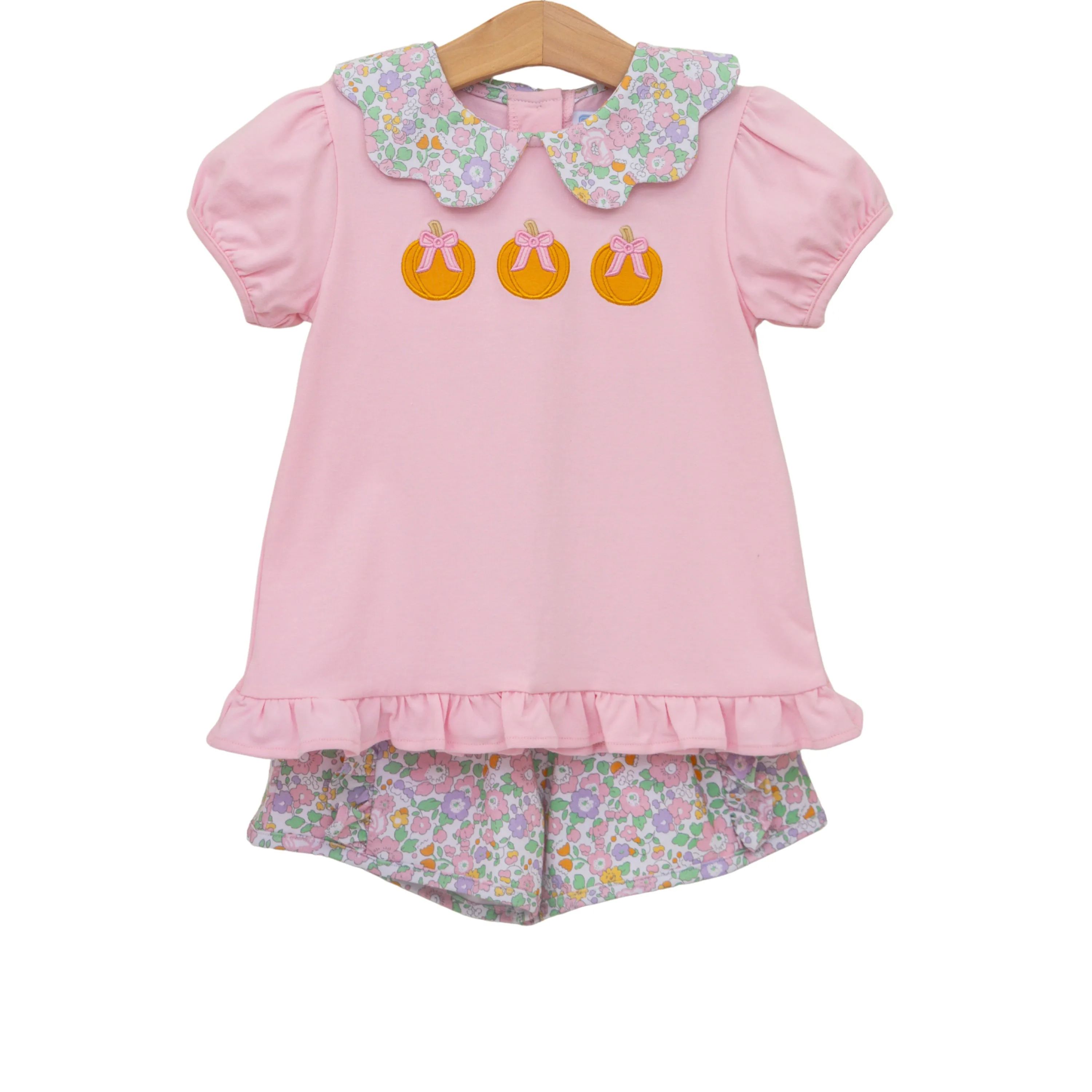 Trotter Street Kids - Pumpkin Floral Short Set