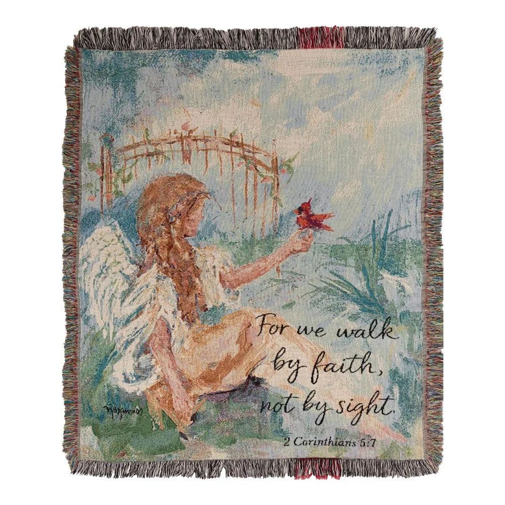 For We Walk By Faith Tapestry Throw