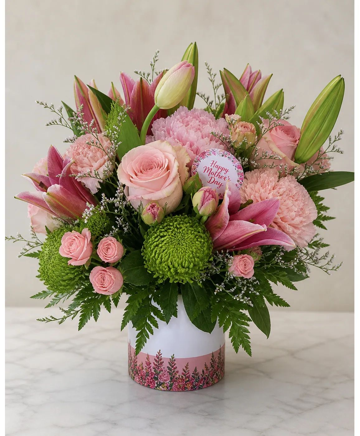 Mother’s Blush Elegance” Fresh Flower Arrangement