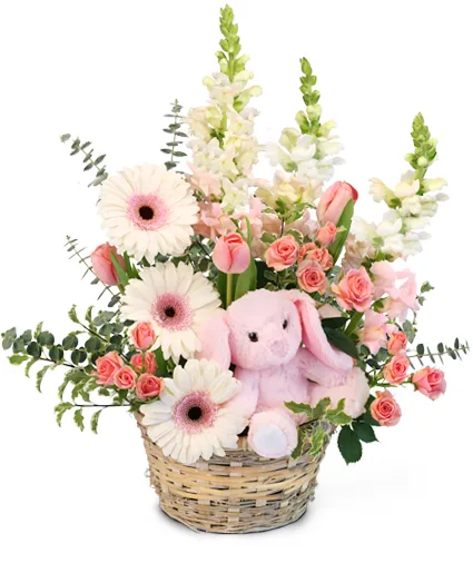 Tiny Pink Blessing Basket of Flowers Tiny Pink Blessing Basket of Flowers