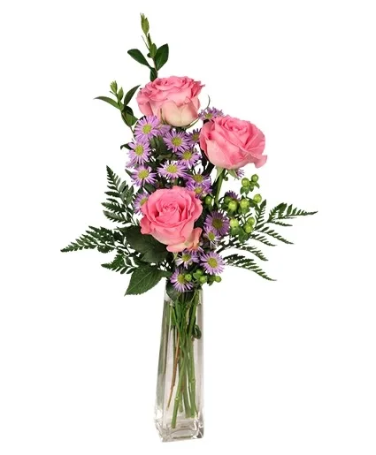 Three's A Charm Pink Rose Bud Vase Three's A Charm Pink Rose Bud Vase