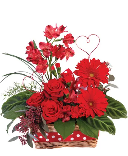 Playful Heart Basket Floral Arrangement Playful Heart Basket Floral Arrangement