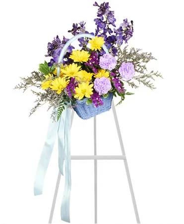 Blessed Blue Spray Funeral Arrangement Blessed Blue Spray Funeral Arrangement