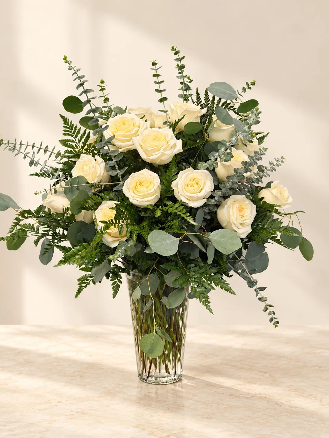 Classic White Roses Vase Arrangement