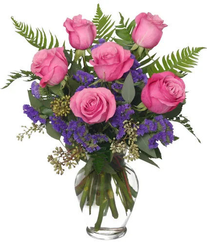 Half Dozen Pink Roses Vase Arrangement Half Dozen Pink Roses Vase Arrangement