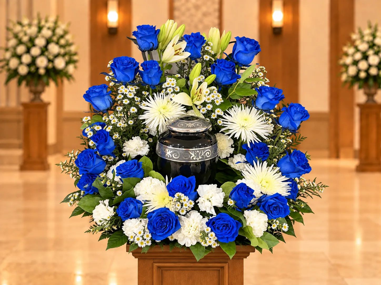 Eternal Blue Urn Wreath