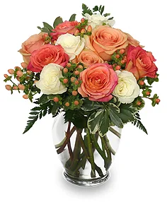 Peach & White Roses Bouquet Peach & White Roses Bouquet
