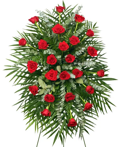 RED ROSES STANDING SPRAY of Funeral Flowers RED ROSES STANDING SPRAY of Funeral Flowers