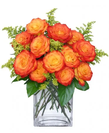 Fiery Love Vase of 'Circus' Roses Fiery Love Vase of 'Circus' Roses