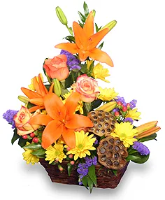 EXPRESSIONS OF FALL Flowers in a Basket EXPRESSIONS OF FALL Flowers in a Basket