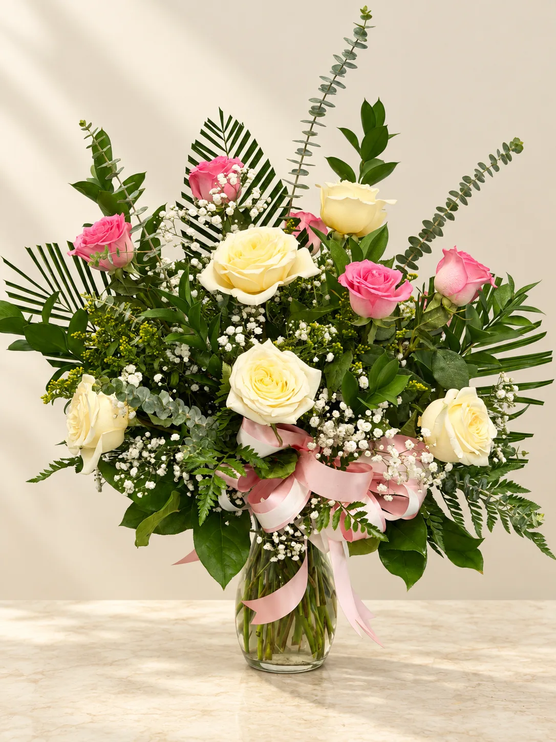 Classic White and pink Vase Arrangement Classic White and pink Vase Arrangement