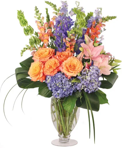 Spirited Delphinium & Hydrangea Flower Arrangement Spirited Delphinium & Hydrangea Flower Arrangement