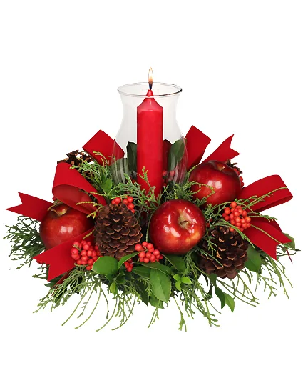 VELVETY RED CENTERPIECE Holiday Arrangement VELVETY RED CENTERPIECE Holiday Arrangement