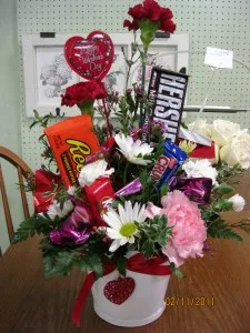Flowers & Candy Arrangement Fresh Floral with Candy Flowers & Candy Arrangement Fresh Floral with Candy