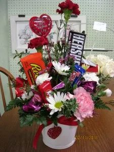 Flowers & Candy Arrangement Fresh Floral with Candy
