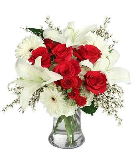 Refined Ruby & White Floral Design
