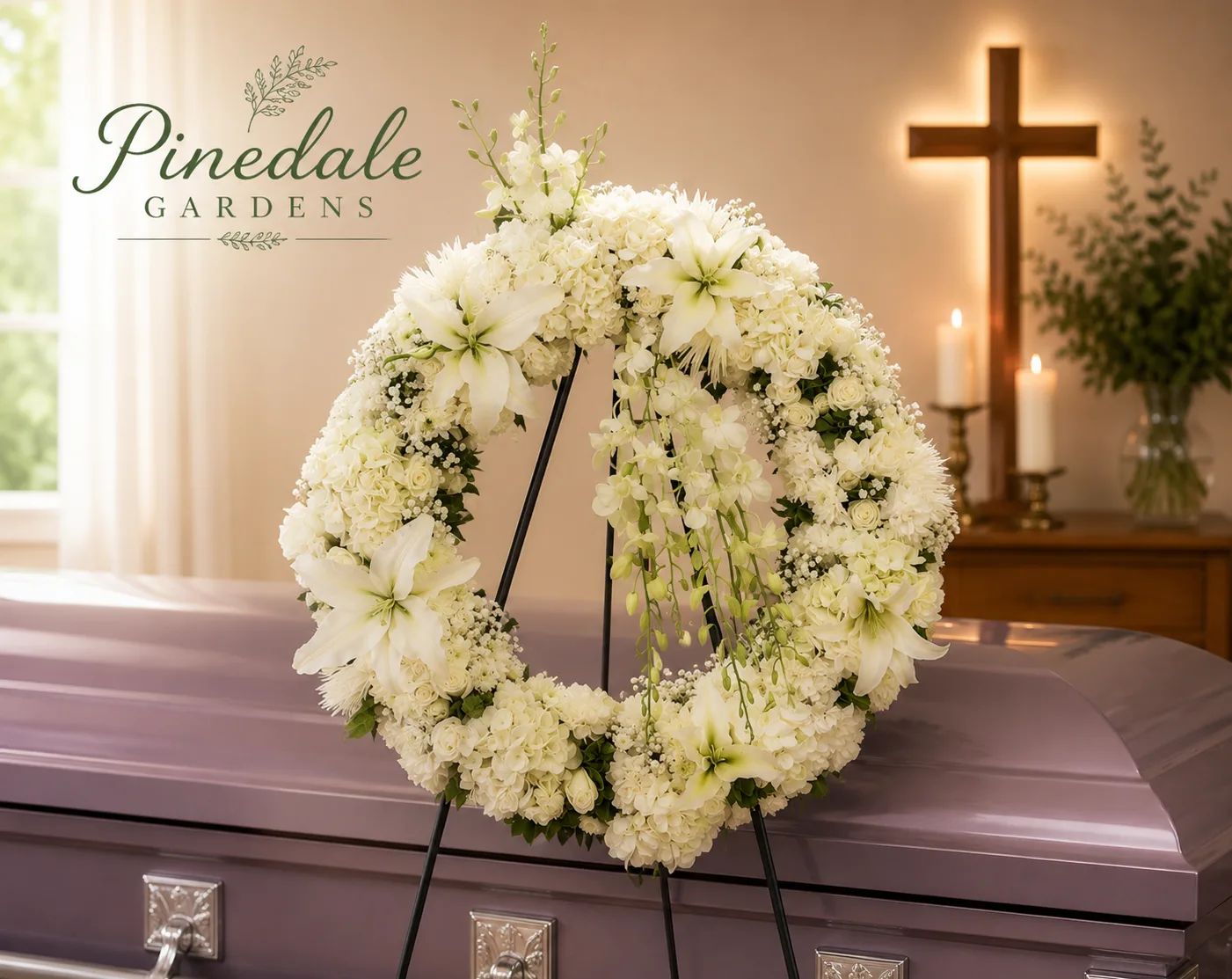 All White Sympathy Wreath