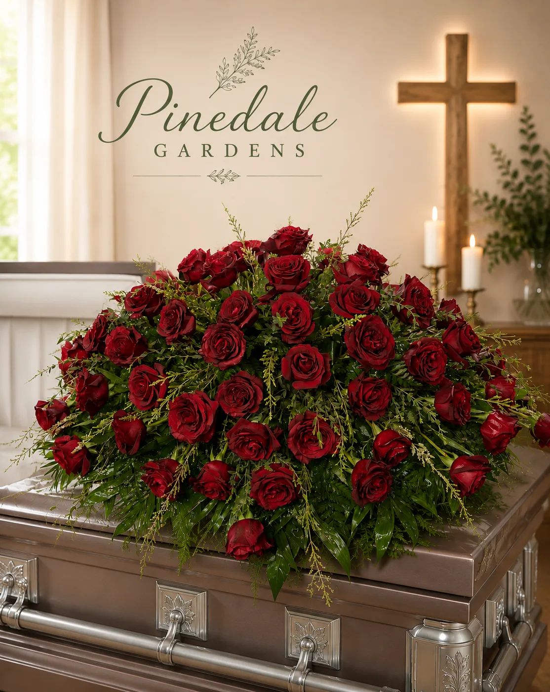 Red Roses Casket Spray