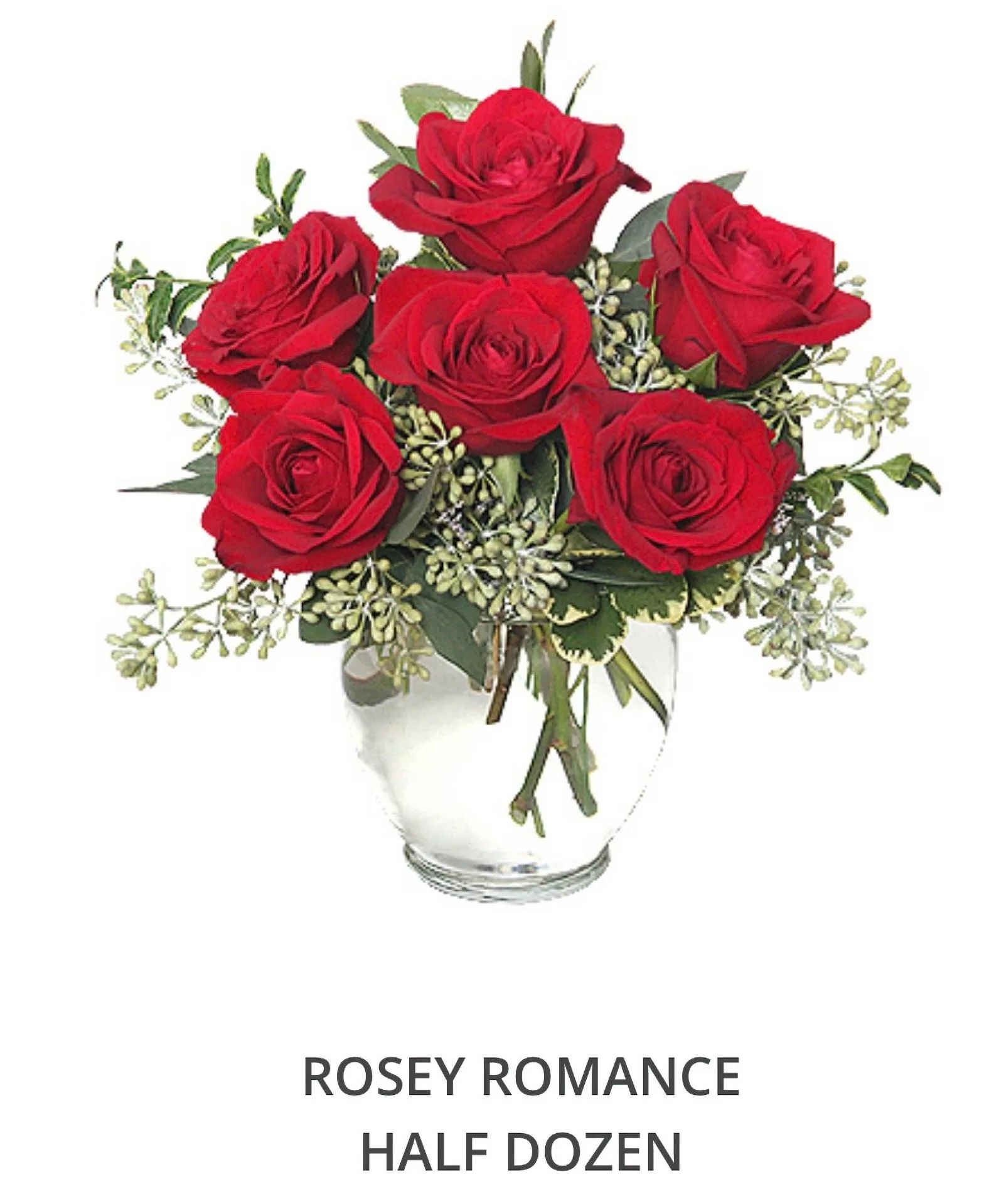 1/2 Dozen Roses Red, Pink, Yellow, Lavender