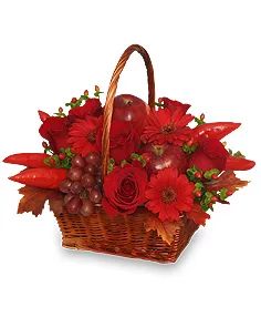 ROJO CALIENTE Canasta Floral