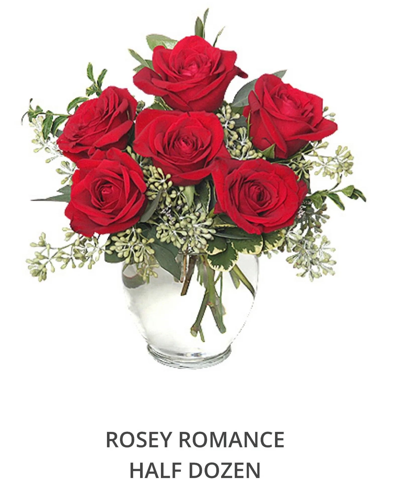 1/2 Dozen Roses Red, Pink, Yellow, Lavender