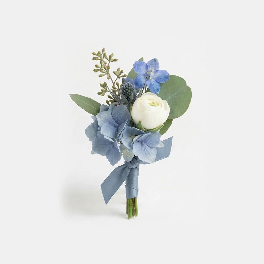 Dusty Blue Hydrangea Boutonniere. Fresh or keepsake