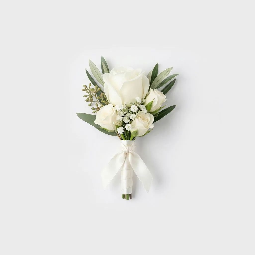Luxe White Rose Boutonniere
