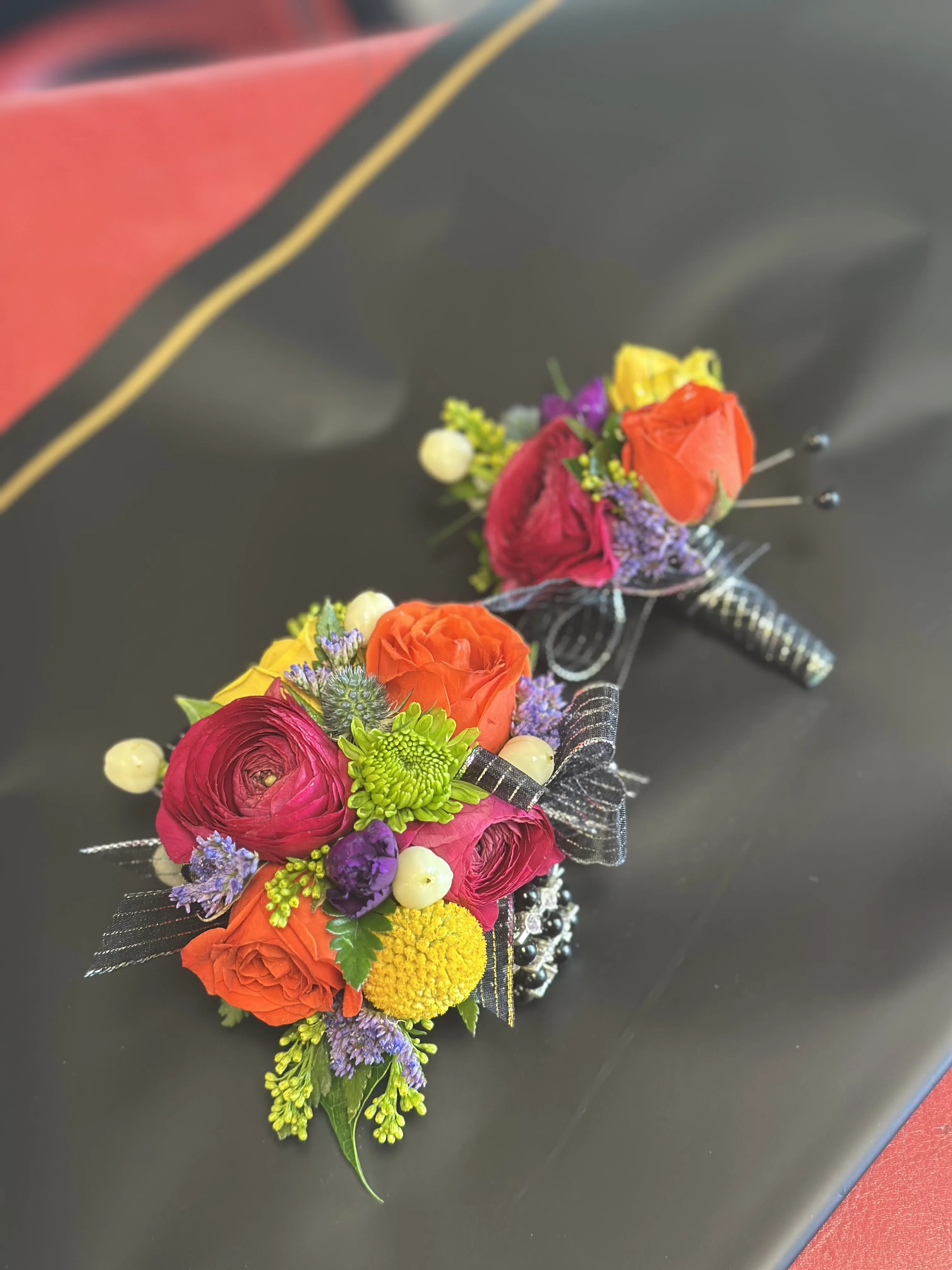 Wrist Corsage & Boutonniere Set Pick Your Colors Wrist Corsage & Boutonniere Set Pick Your Colors