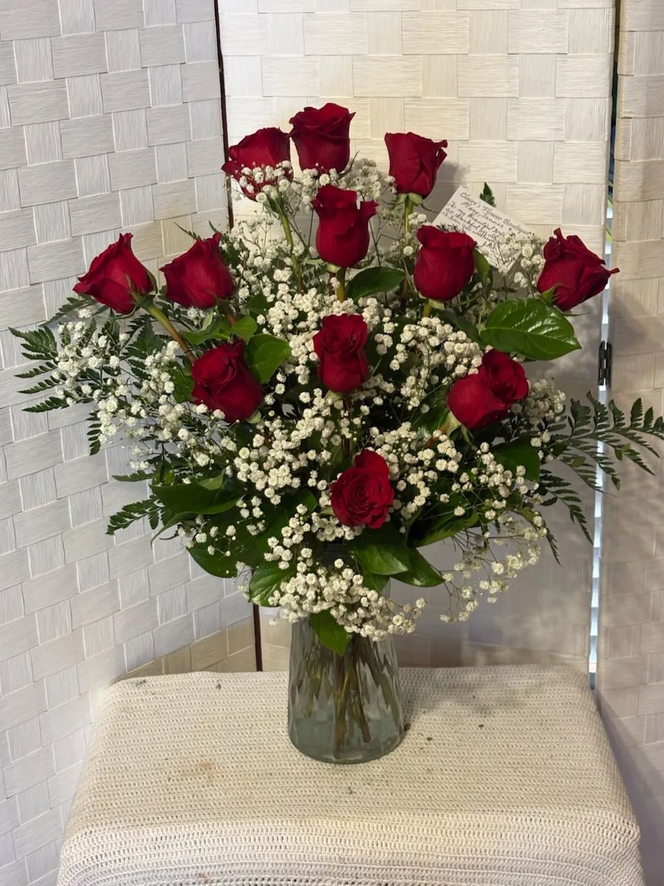 Dozen Roses with Baby's Breath