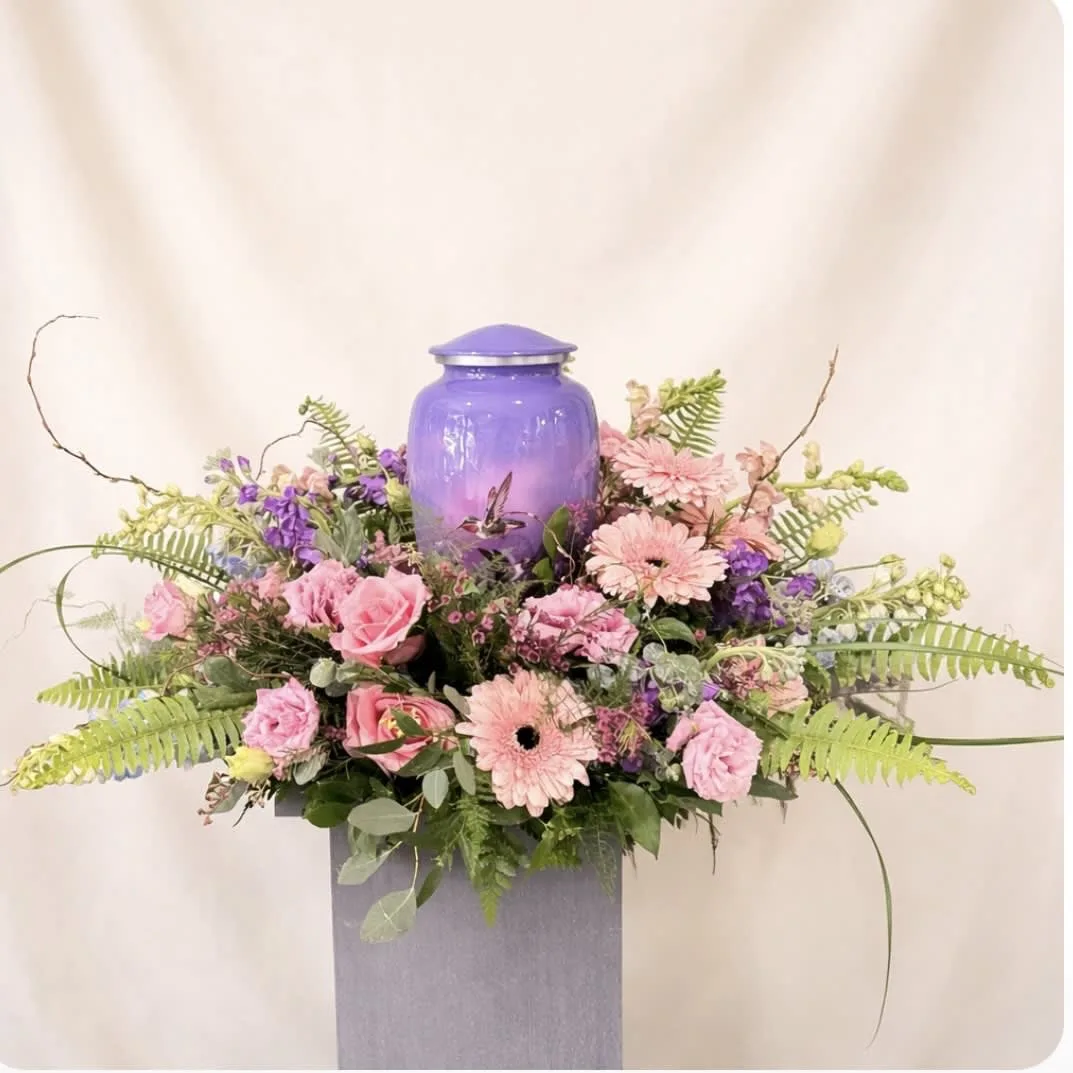 Precious Lavender and Pink Urn Surround for Mora MN Precious Lavender and Pink Urn Surround for Mora MN